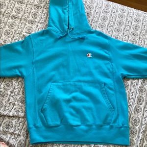 Small teal champion reverse weave hoodie